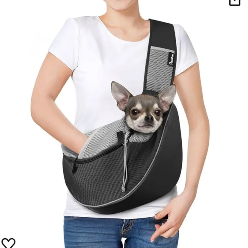 Pawaboo Pet Carrier Messenger Style Grey and Black Bag Fits a 5-10lbs dog NWT
